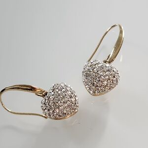 Gold Heart Crystal Earrings
